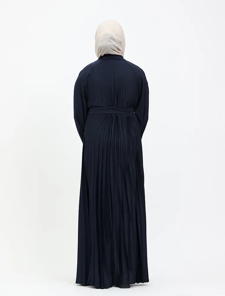Girls Navy Pleated Silhouette Abaya